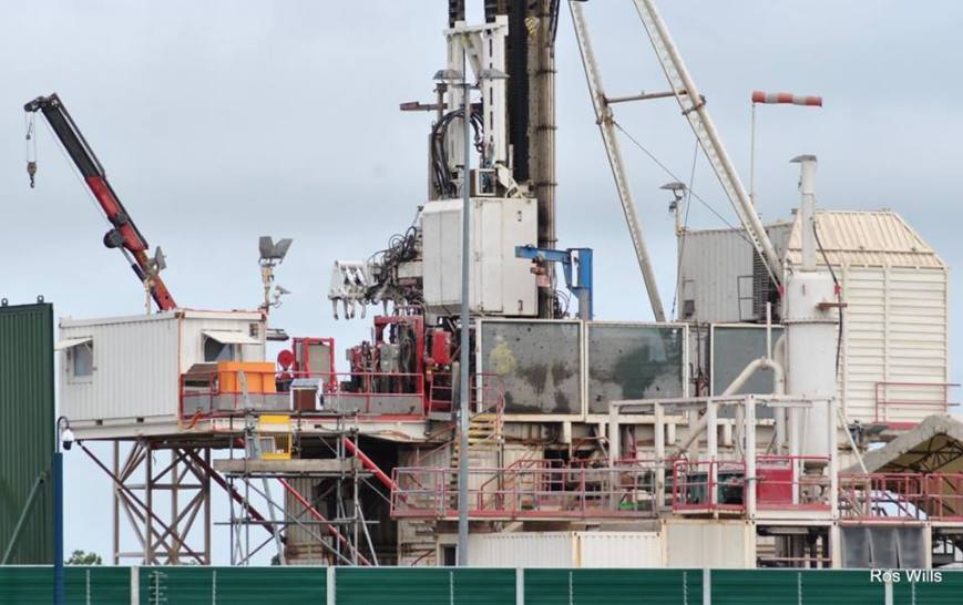 Drilling rig at Cuadrilla's Preston New Road site near Blackpool, 20 June 2018. Photo: Ros Wills
