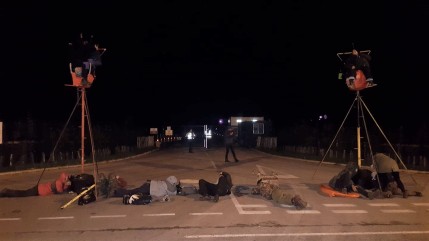 Lock-on protest outside Cuadrilla's Preston New Road site near Blackpool, 1 October 2018. Used with the owner's consent